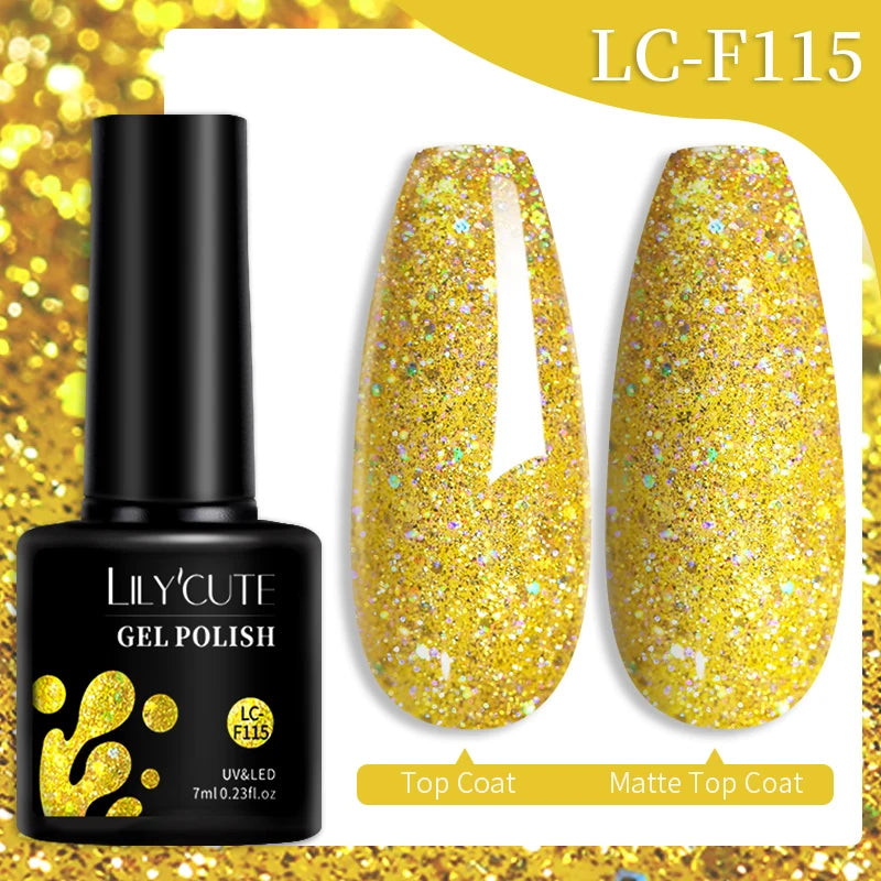 LILYCUTE 7ML 184 Colors Nail Gel Polish Shining Red Glitter Semi Permanent Nail Art Varnish Long Lasting UV LED Gel Manicure