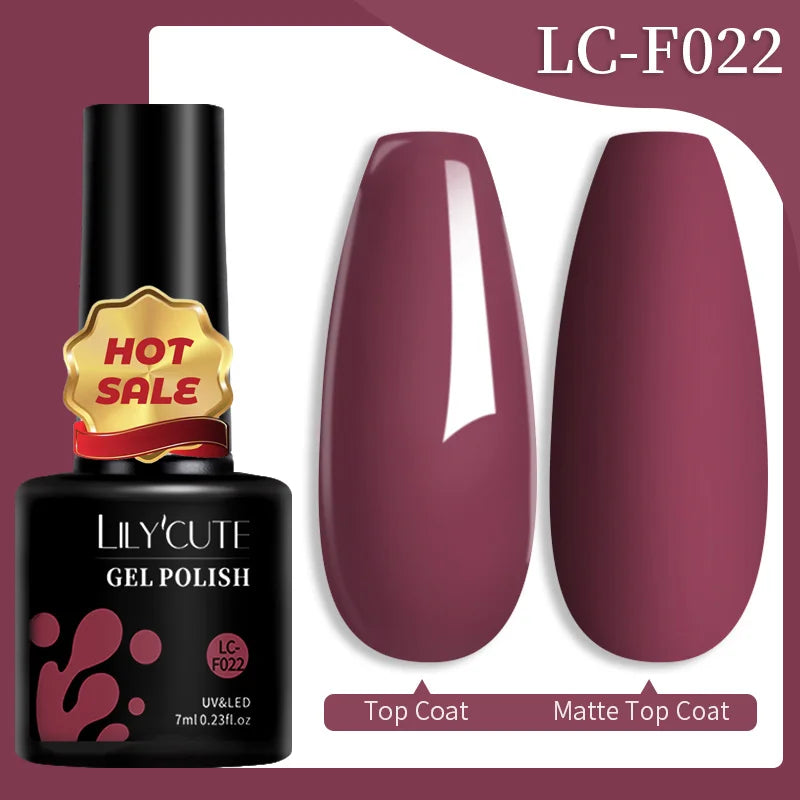 LILYCUTE 7ML 184 Colors Nail Gel Polish Shining Red Glitter Semi Permanent Nail Art Varnish Long Lasting UV LED Gel Manicure