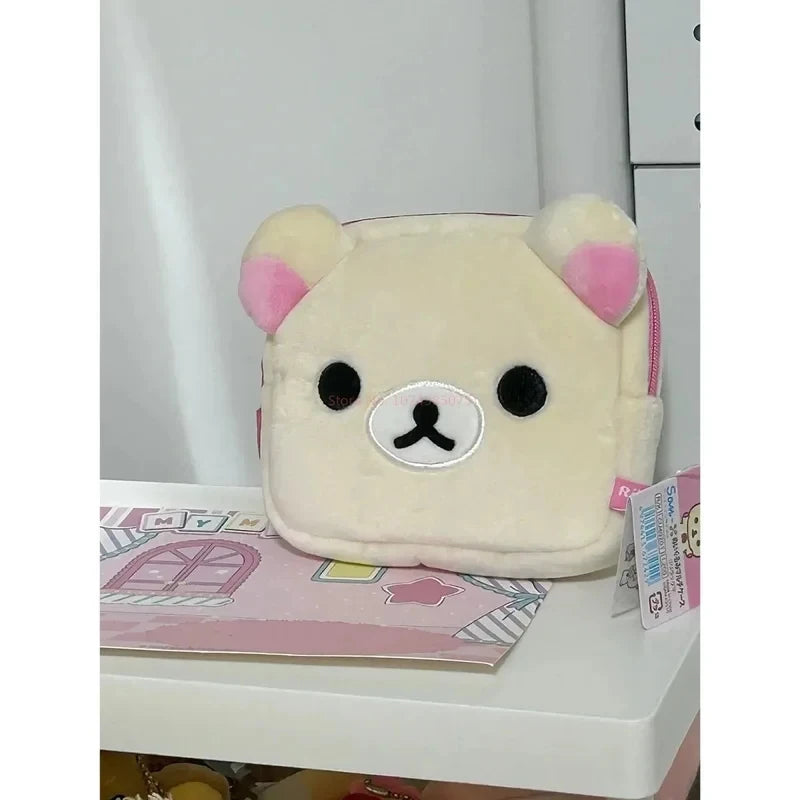 San-X Rilakkuma Plush Pouch: Soft Bear Makeup Bag & Pen Case – Cute Vanity Organizer & Kawaii Accessory