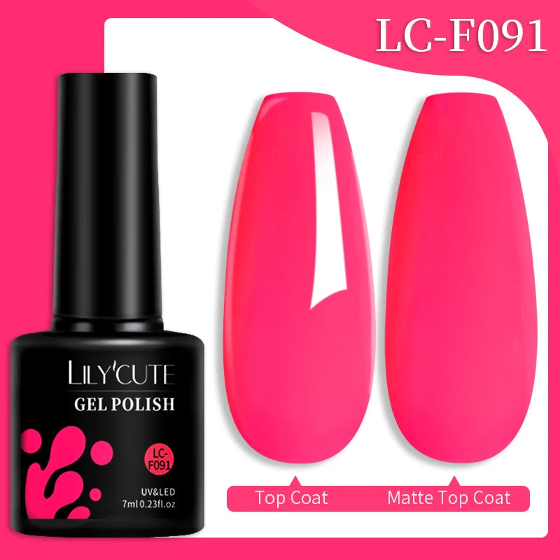 LILYCUTE 7ML 184 Colors Nail Gel Polish Shining Red Glitter Semi Permanent Nail Art Varnish Long Lasting UV LED Gel Manicure
