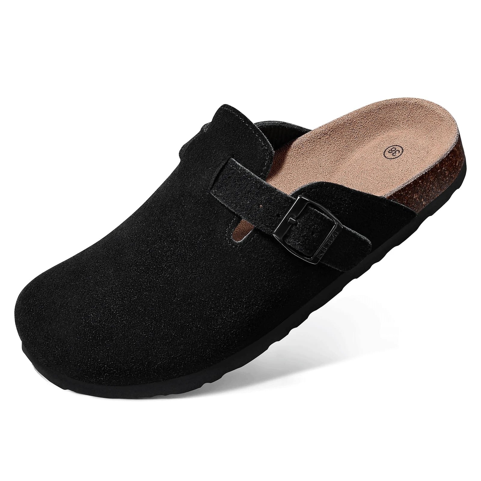 Asgard Women's Suede Clogs Leather Mules Cork Footbed Sandals Arch Support Aldult Four Seasons Adjustable Buckle Potato Shoes