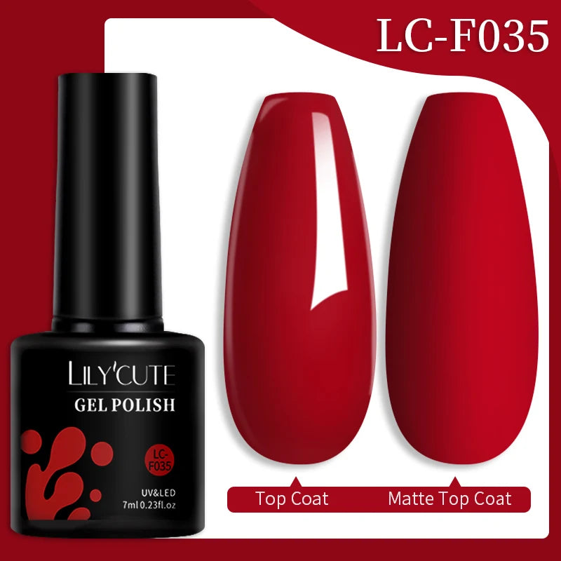 LILYCUTE 7ML 184 Colors Nail Gel Polish Shining Red Glitter Semi Permanent Nail Art Varnish Long Lasting UV LED Gel Manicure