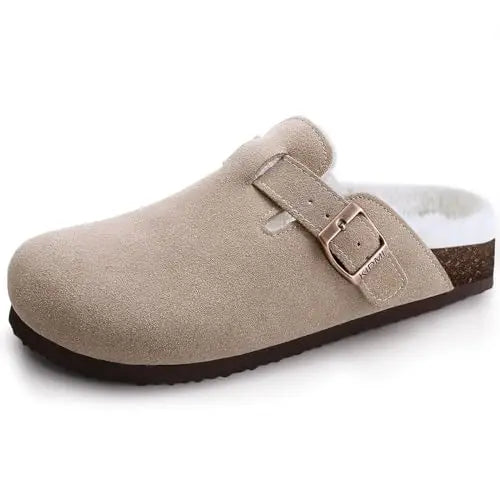 Asgard Women Cork Sole Clogs Slippers Fashion Cow Suede Flat Mules With Adjustable Buckle Men Leather Potato Shoes Beach Sandals