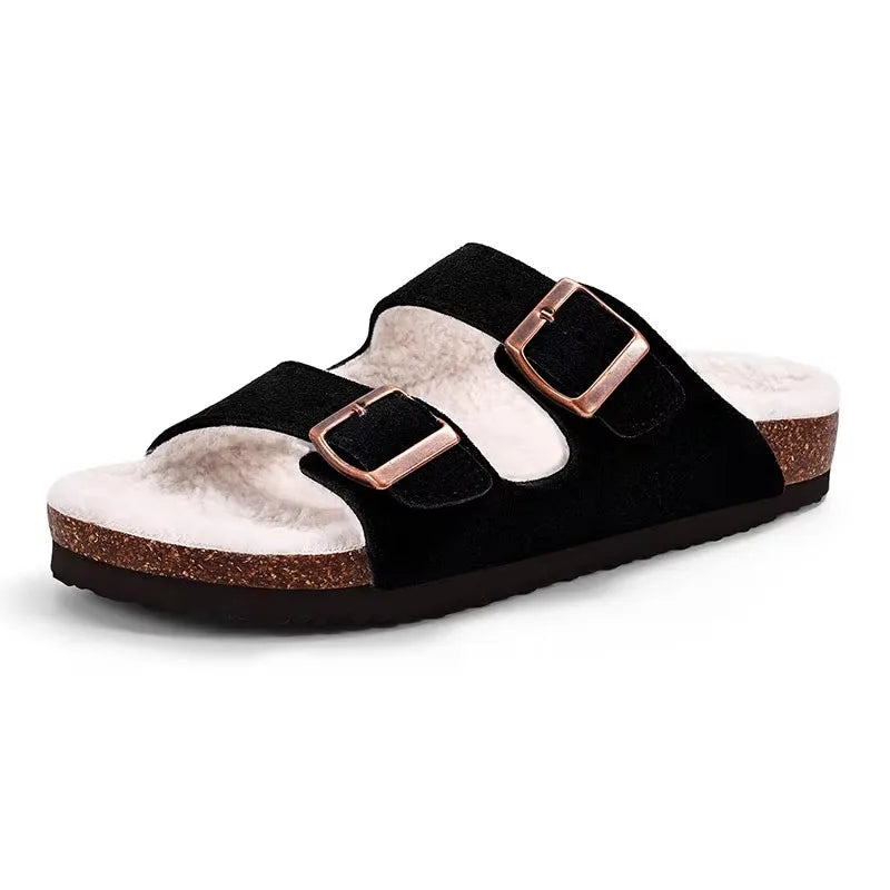 Asgard Women's Suede Clogs Leather Mules Cork Footbed Sandals Arch Support Aldult Four Seasons Adjustable Buckle Potato Shoes