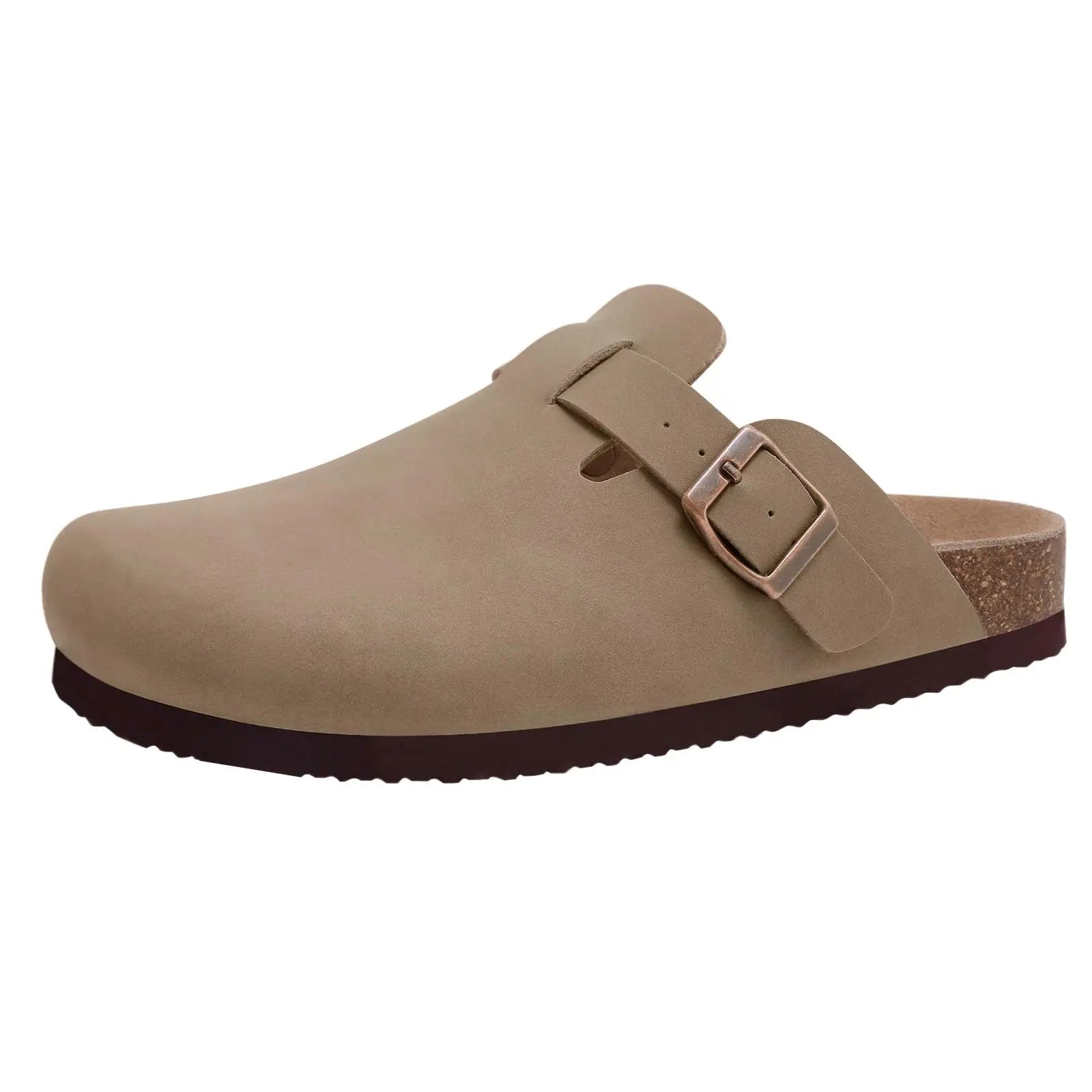 Kidmi Cork Suede Mules Slippers For Women Fashion Men Clogs Shoes Classic Cork Antislip Outdoor Slippers With Arch Support
