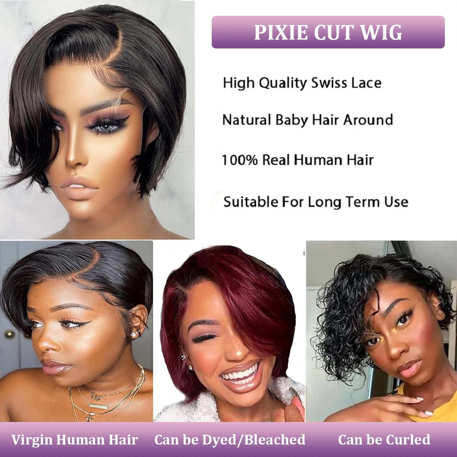 Pixie Cut Wigs For Black Women Human Hair 6 Inch Straight Bob Wigs T Part Lace 13x4 Side Part Transparent Short Lace Front Wigs
