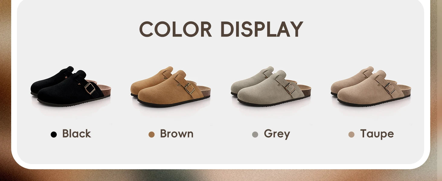 Asgard Women Cork Sole Clogs Slippers Fashion Cow Suede Flat Mules With Adjustable Buckle Men Leather Potato Shoes Beach Sandals