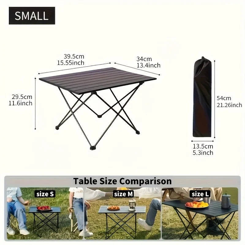 Ultra-Lightweight Aluminum Folding Camping Table - Heavy Duty Portable Outdoor Picnic & BBQ Table, Compact for Travel
