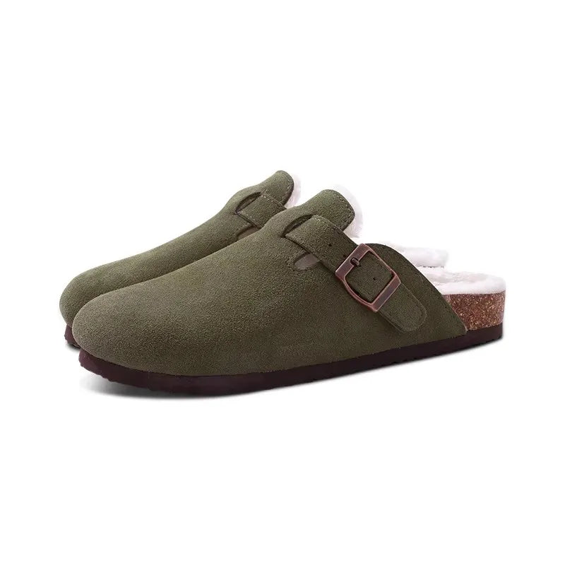 Asgard Women's Suede Clogs Leather Mules Cork Footbed Sandals Arch Support Aldult Four Seasons Adjustable Buckle Potato Shoes