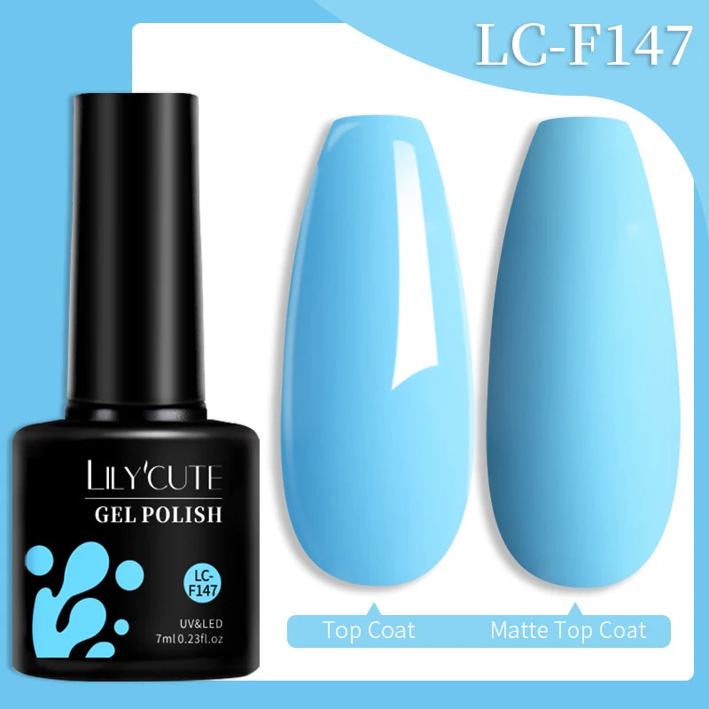 LILYCUTE 7ML 184 Colors Nail Gel Polish Shining Red Glitter Semi Permanent Nail Art Varnish Long Lasting UV LED Gel Manicure