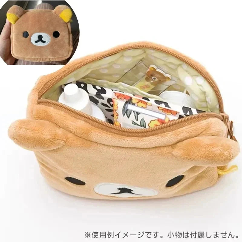 San-X Rilakkuma Plush Pouch: Soft Bear Makeup Bag & Pen Case – Cute Vanity Organizer & Kawaii Accessory