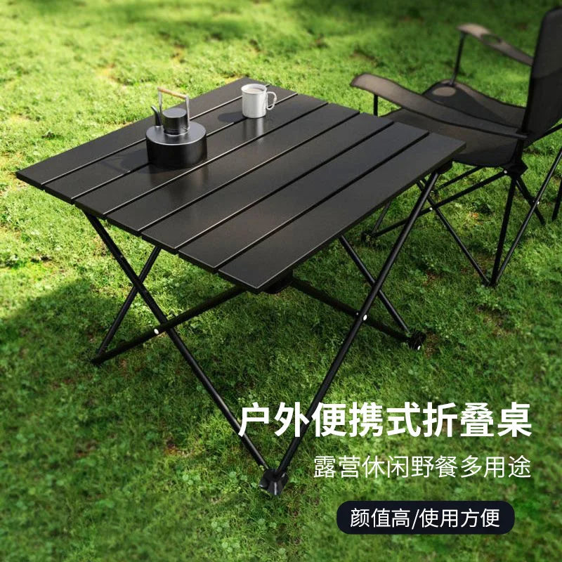 Simple Roll-Up Folding Camping Table | Portable Small Outdoor Table for Fishing Picnic BBQ Street Stall