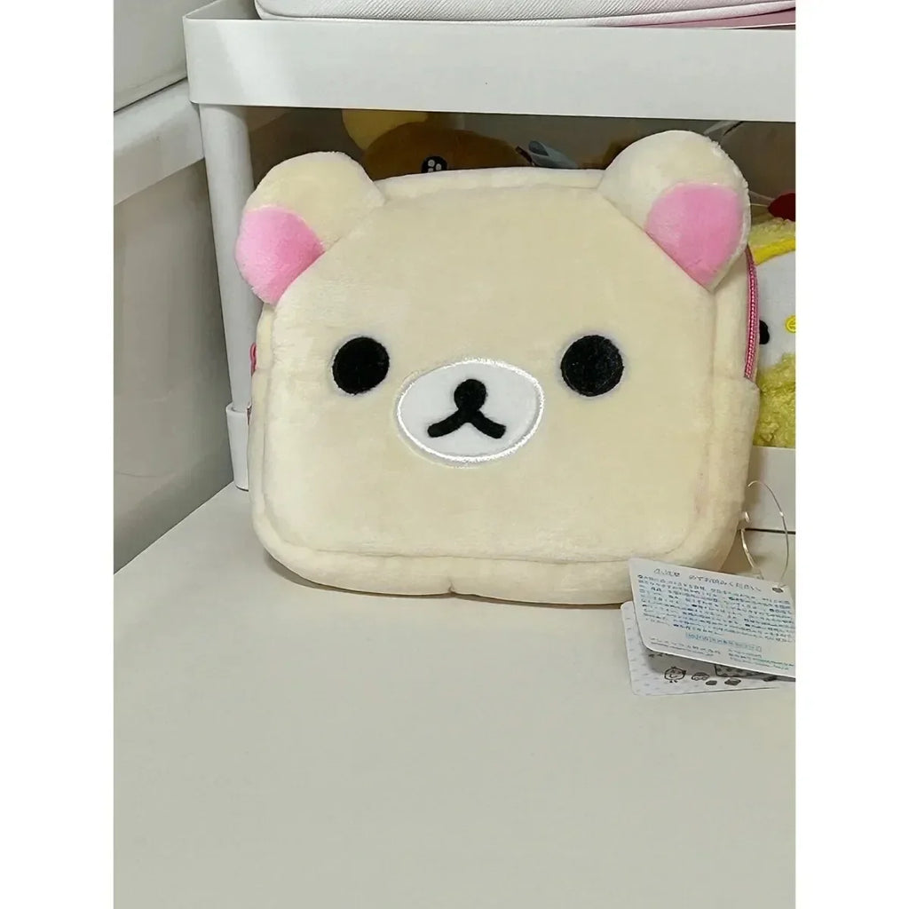 San-X Rilakkuma Plush Pouch: Soft Bear Makeup Bag & Pen Case – Cute Vanity Organizer & Kawaii Accessory