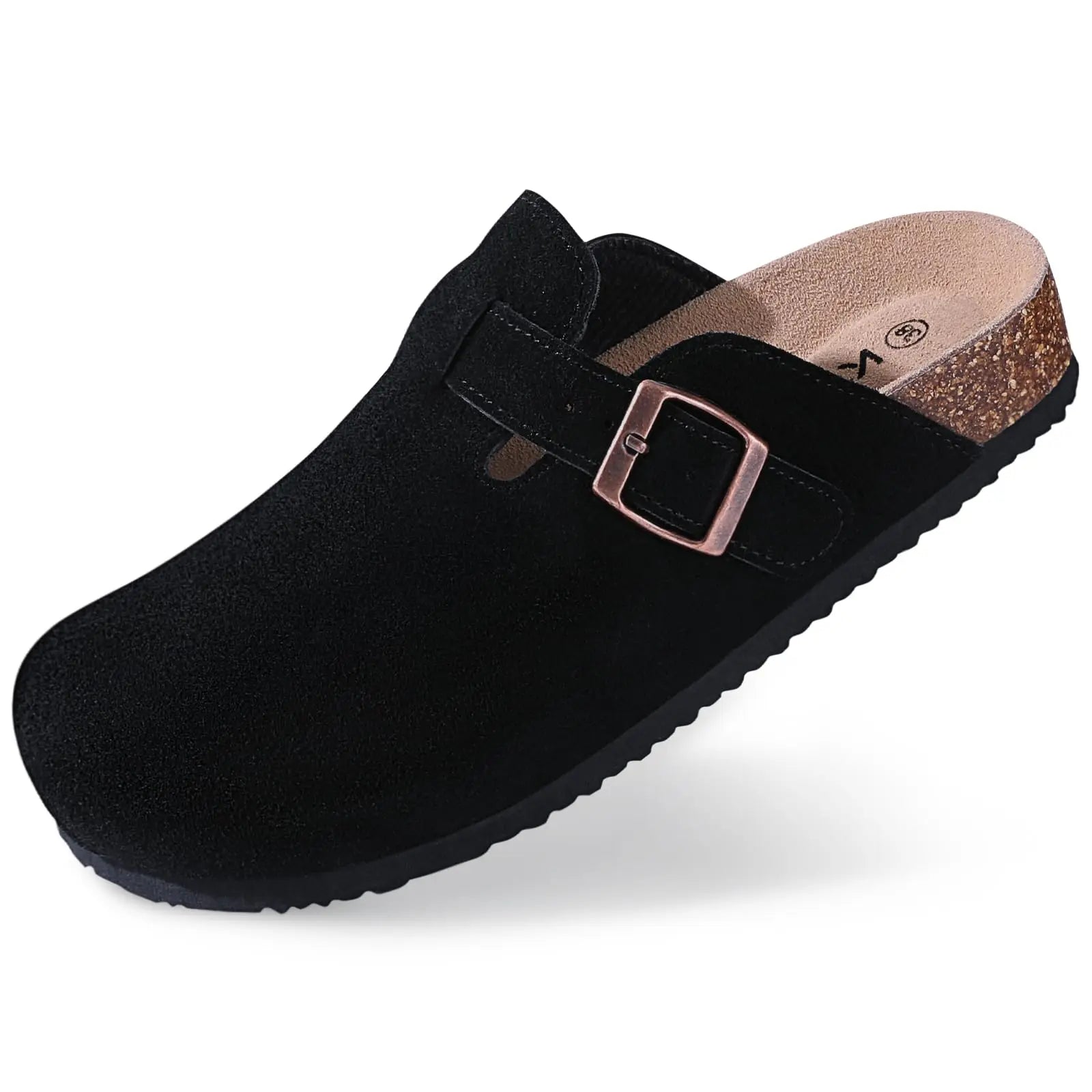 Kidmi Cork Suede Mules Slippers For Women Fashion Men Clogs Shoes Classic Cork Antislip Outdoor Slippers With Arch Support