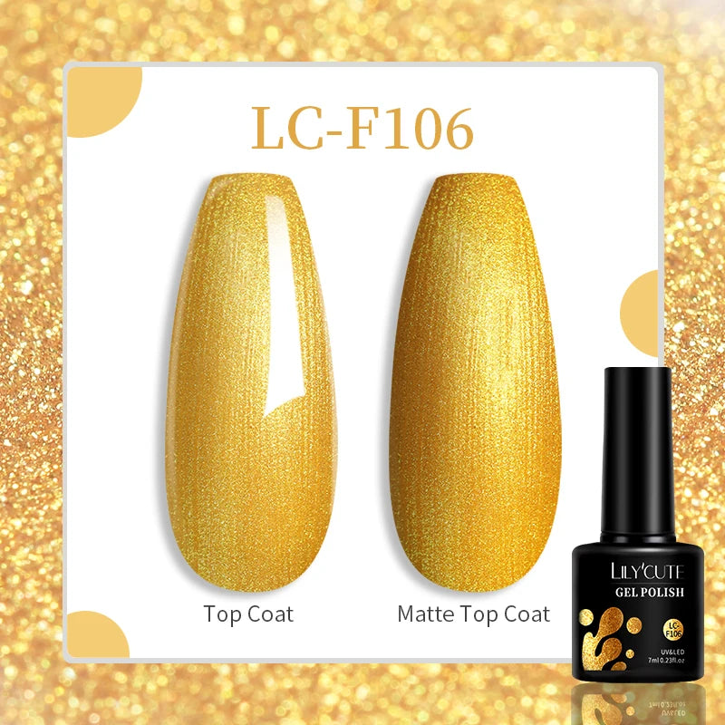 LILYCUTE Glitter Gel Nail Polish Sequins Semi Permanent UV Gel Colorful Gel Polish Soak Off UV LED Nail Gel Varnish For Manicure