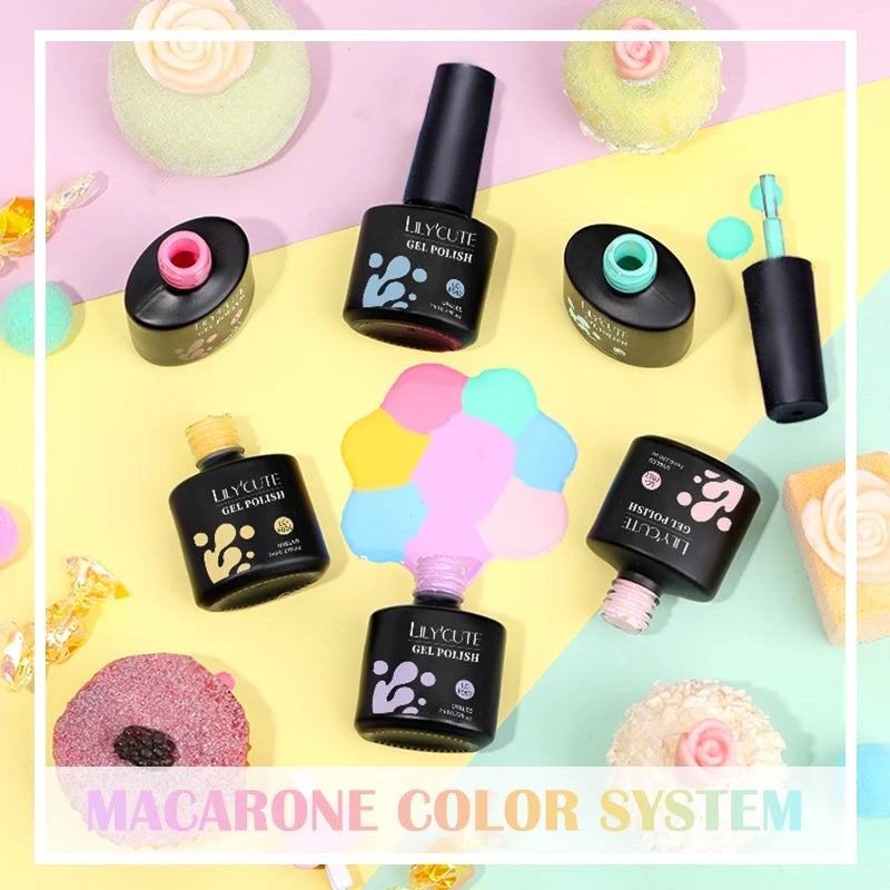 LILYCUTE 7ml Colorful Gel Nail Polish Long Lasting For Manicure Semi Permanent Base Top Coat Nail Art UV Gel Varnish