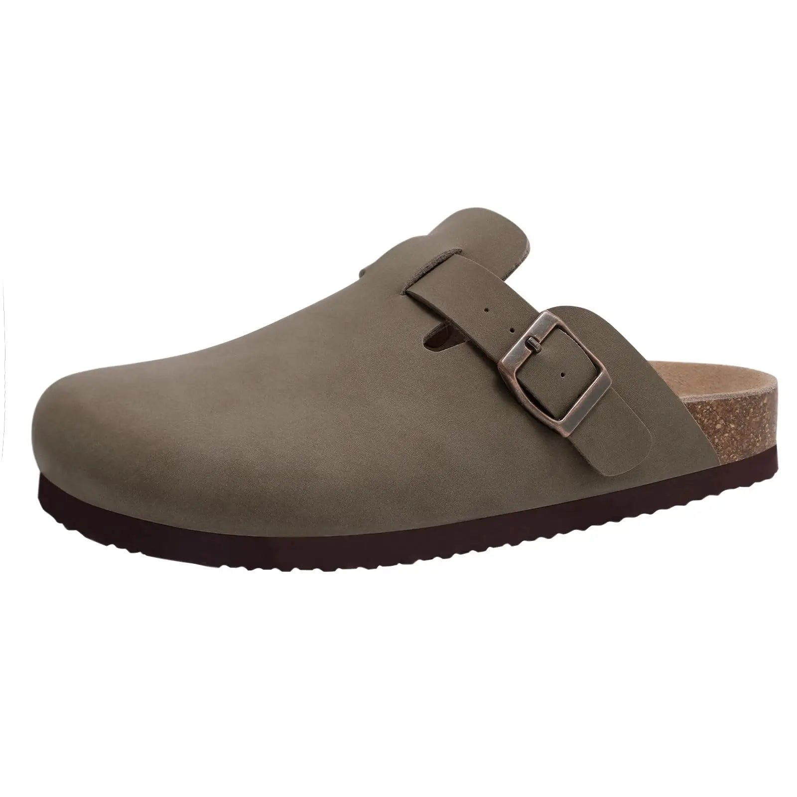 Kidmi Cork Suede Mules Slippers For Women Fashion Men Clogs Shoes Classic Cork Antislip Outdoor Slippers With Arch Support
