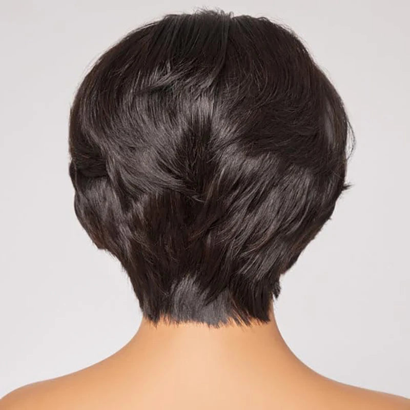 Pixie Cut Wigs For Black Women Human Hair 6 Inch Straight Bob Wigs T Part Lace 13x4 Side Part Transparent Short Lace Front Wigs