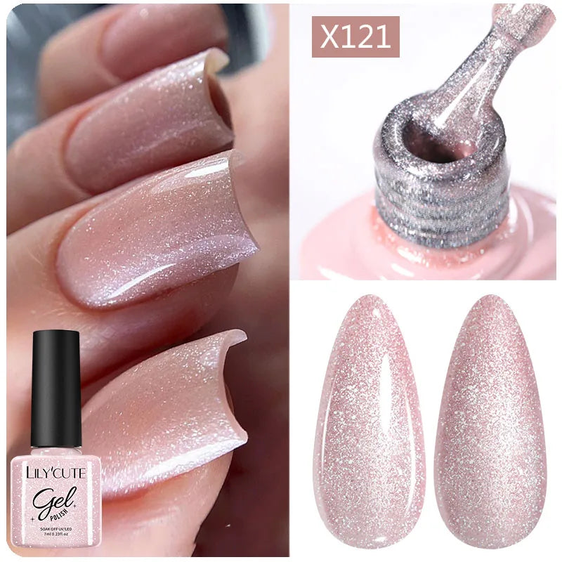 LILYCUTE Glitter Gel Nail Polish Sequins Semi Permanent UV Gel Colorful Gel Polish Soak Off UV LED Nail Gel Varnish For Manicure