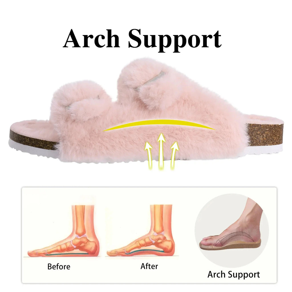 Kidmi Cork Suede Mules Slippers For Women Fashion Men Clogs Shoes Classic Cork Antislip Outdoor Slippers With Arch Support