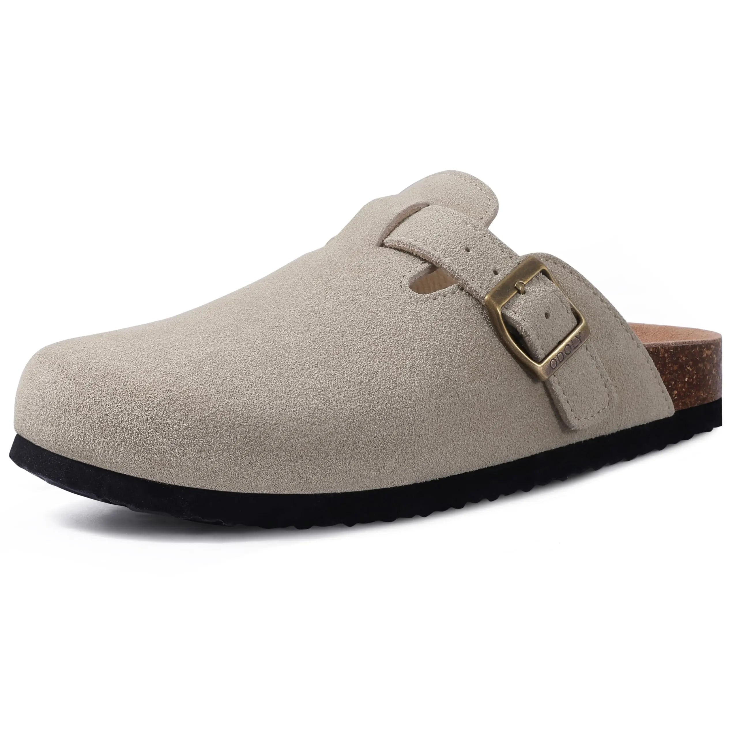 Asgard Women Cork Sole Clogs Slippers Fashion Cow Suede Flat Mules With Adjustable Buckle Men Leather Potato Shoes Beach Sandals