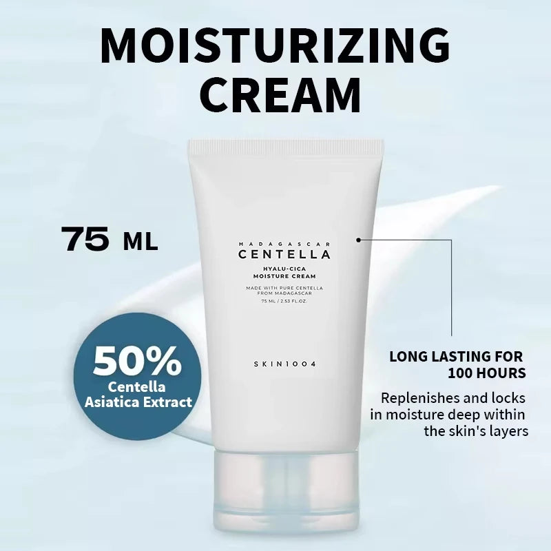 SKIN1004 Centella Hyalu-Cica Skincare Set – Face Moisture Cream 75ml + Sunscreen SPF50+ PA++++ 50ml, Deep Hydration & Sun Care