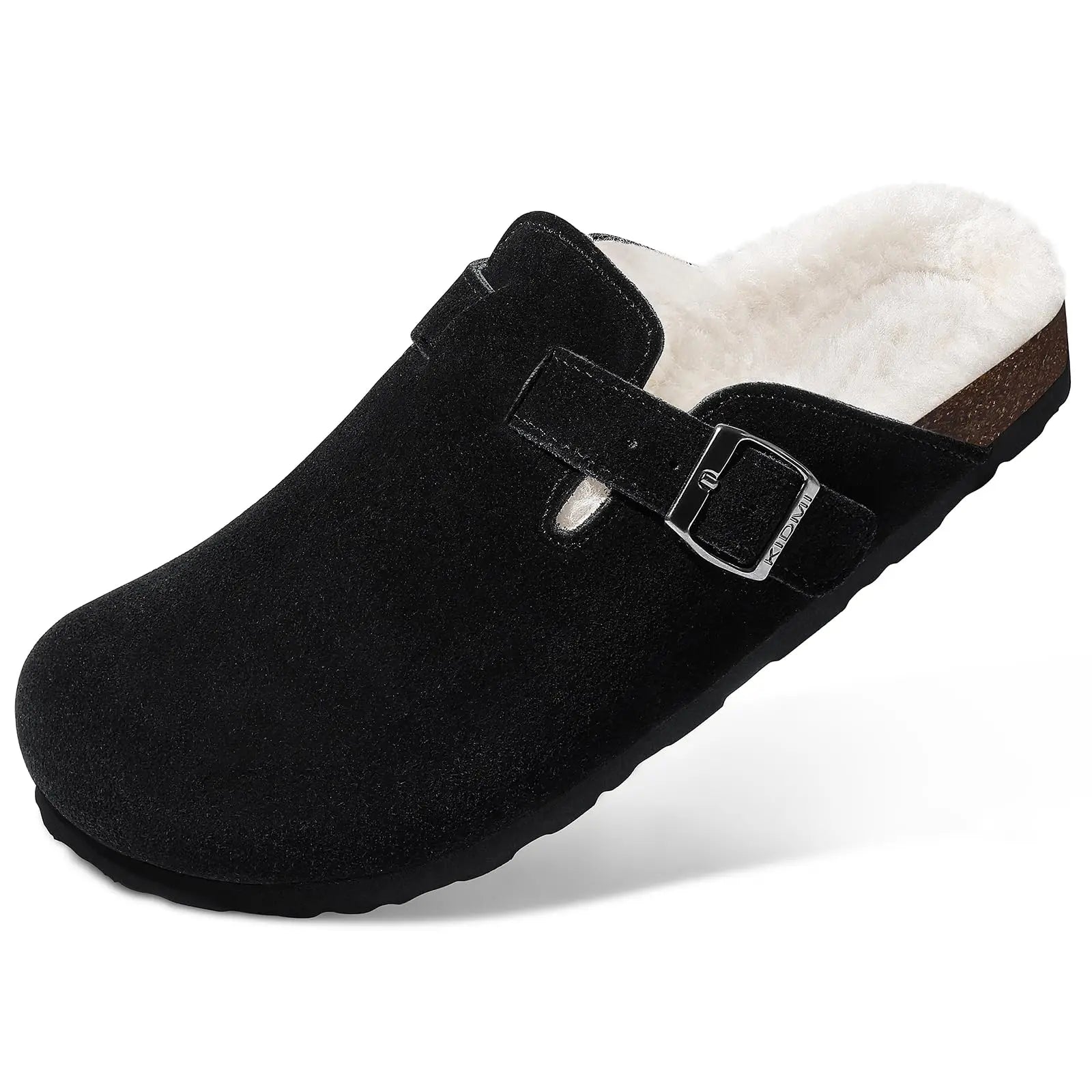 Asgard Women's Suede Clogs Leather Mules Cork Footbed Sandals Arch Support Aldult Four Seasons Adjustable Buckle Potato Shoes