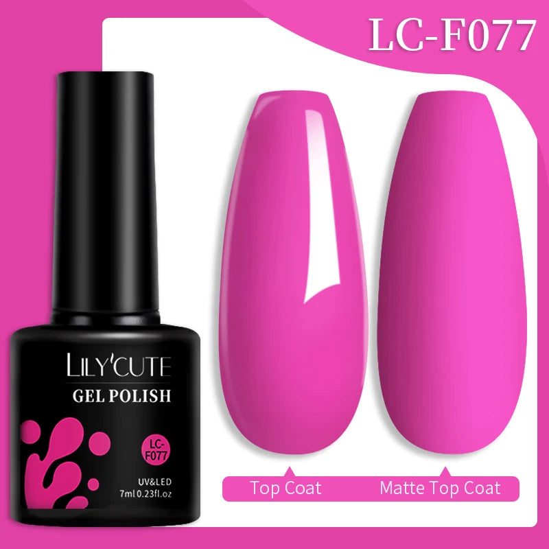 LILYCUTE 7ML 184 Colors Nail Gel Polish Shining Red Glitter Semi Permanent Nail Art Varnish Long Lasting UV LED Gel Manicure