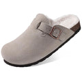 Crestar Women's Cow Suede Clogs Cork Footbed Leather Mules Slippers Unisex Comfortable Fashion Potato Shoes with Arch Support