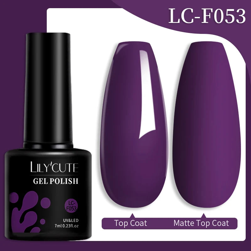 LILYCUTE 7ML 184 Colors Nail Gel Polish Shining Red Glitter Semi Permanent Nail Art Varnish Long Lasting UV LED Gel Manicure
