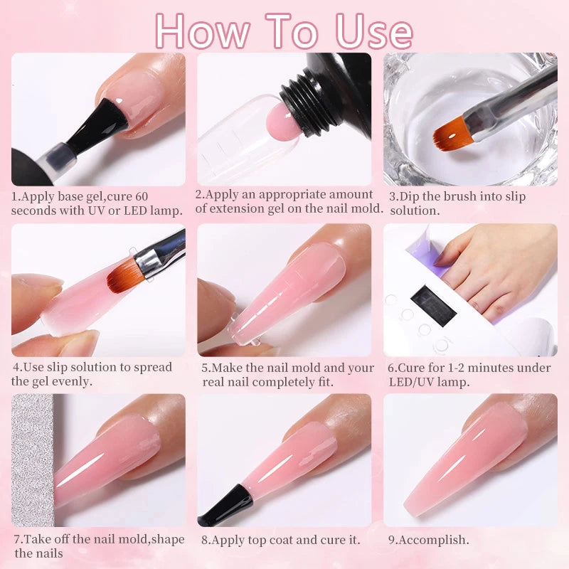 LILYCUTE Extension Nail Gel Polish Glitter Vernis Semis Permanent UV Gel For Manicure Nail Art Prolong Construction Gel