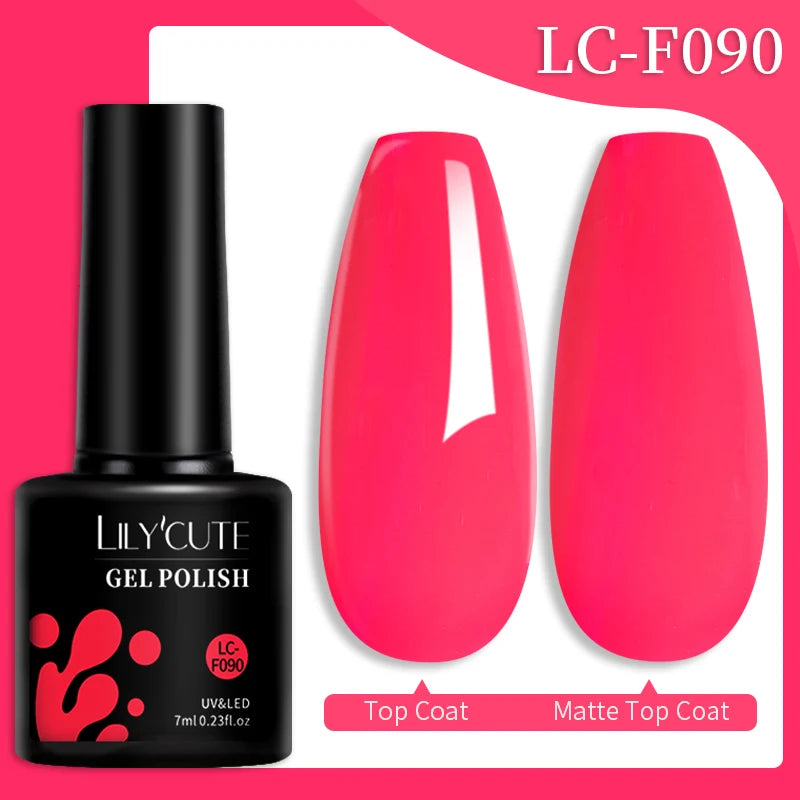 LILYCUTE 7ml Colorful Gel Nail Polish Long Lasting For Manicure Semi Permanent Base Top Coat Nail Art UV Gel Varnish