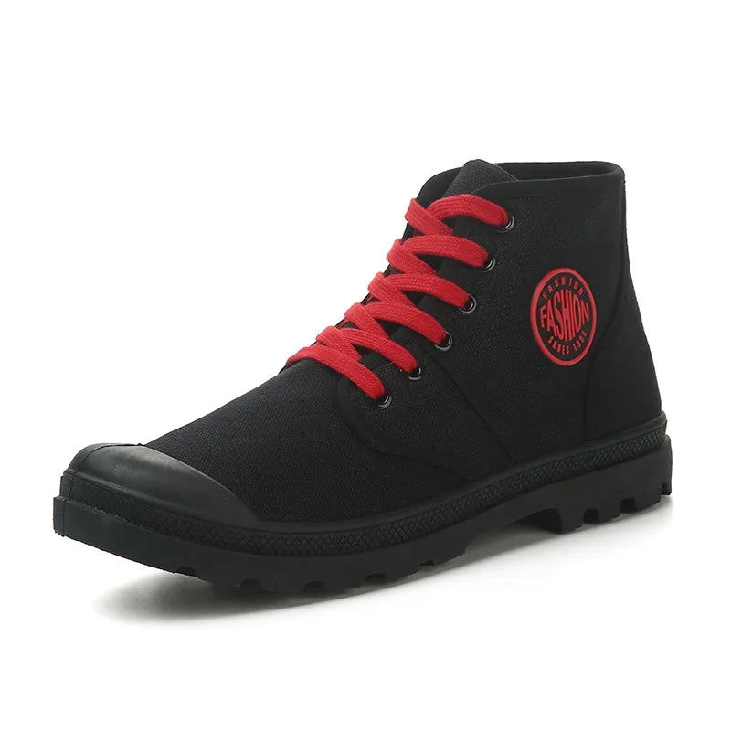 Spring Autumn Shoes Men Casual Sneakers Men Canvas Shoes Fashion Brand Mens Sneakers Hard Thick Sole Black KA1009
