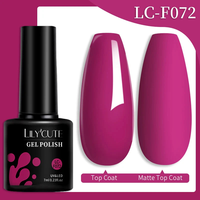 LILYCUTE 7ML 184 Colors Nail Gel Polish Shining Red Glitter Semi Permanent Nail Art Varnish Long Lasting UV LED Gel Manicure
