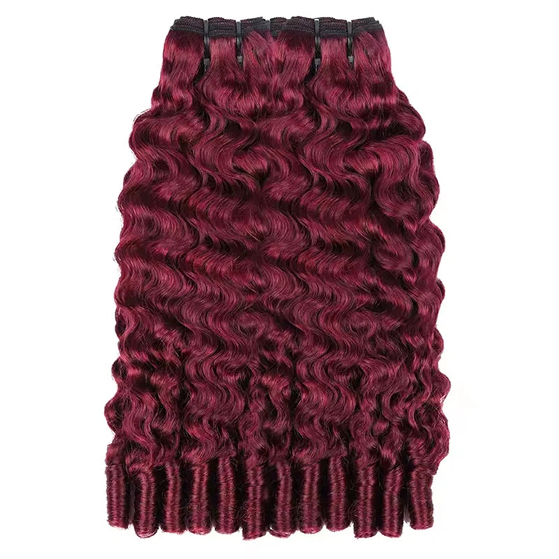 99J Burgundy Burmese Curly Bundles Human Hair 1/3/4 Bundles Burmese Remy Human Hair Extensions  8-32 Inch For Women