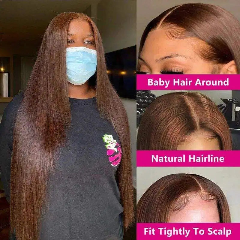 Chocolate Brown 99J Highlight Straight 13x4 HD Transparent Lace Front Remy Brazilian Human Hair Wig Pre Plucked 200 250 Density #4 Colored Straight 13x4 Lace Frontal Wigs for Women Ready to Wear On Clearance Sale Pre Plucked Black Wig Party Work Daily