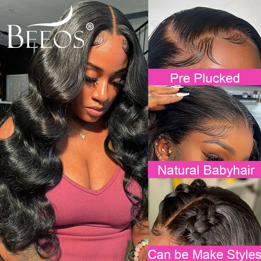 #1 Jet Black Body Wave Human Hair Wigs 13X6 HD Lace Full Frontal Wigs Ultra Fitted Human Hair 100% Quick Weave Wig Colored Wigs