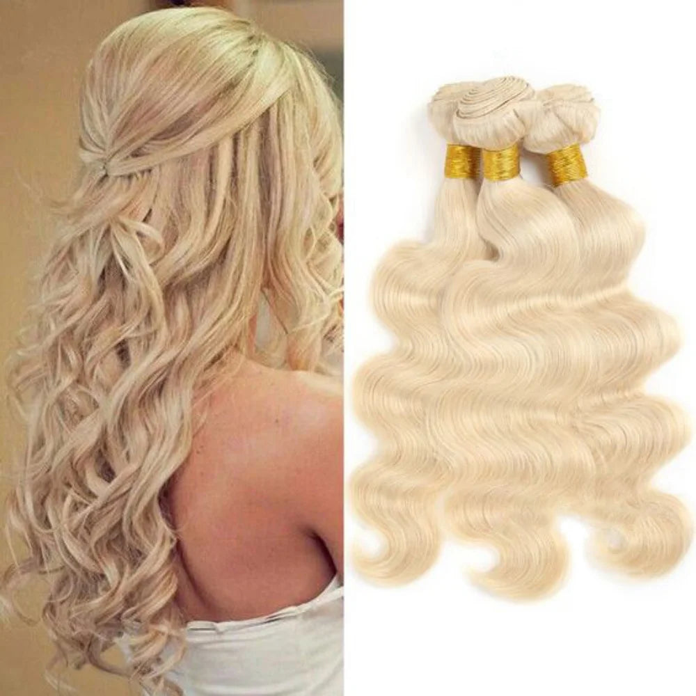 Nneka 613 Human Hair Bundles 12A Straight Human Hair Bundles Raw Human Hair Blonde 3/4 Bundles Hair Extensions For Women