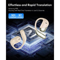 AI Translation Earbuds: Real-Time 2-Way Language Translator for Face-to-Face and Travel, Bluetooth Headphones - Classic Khaki