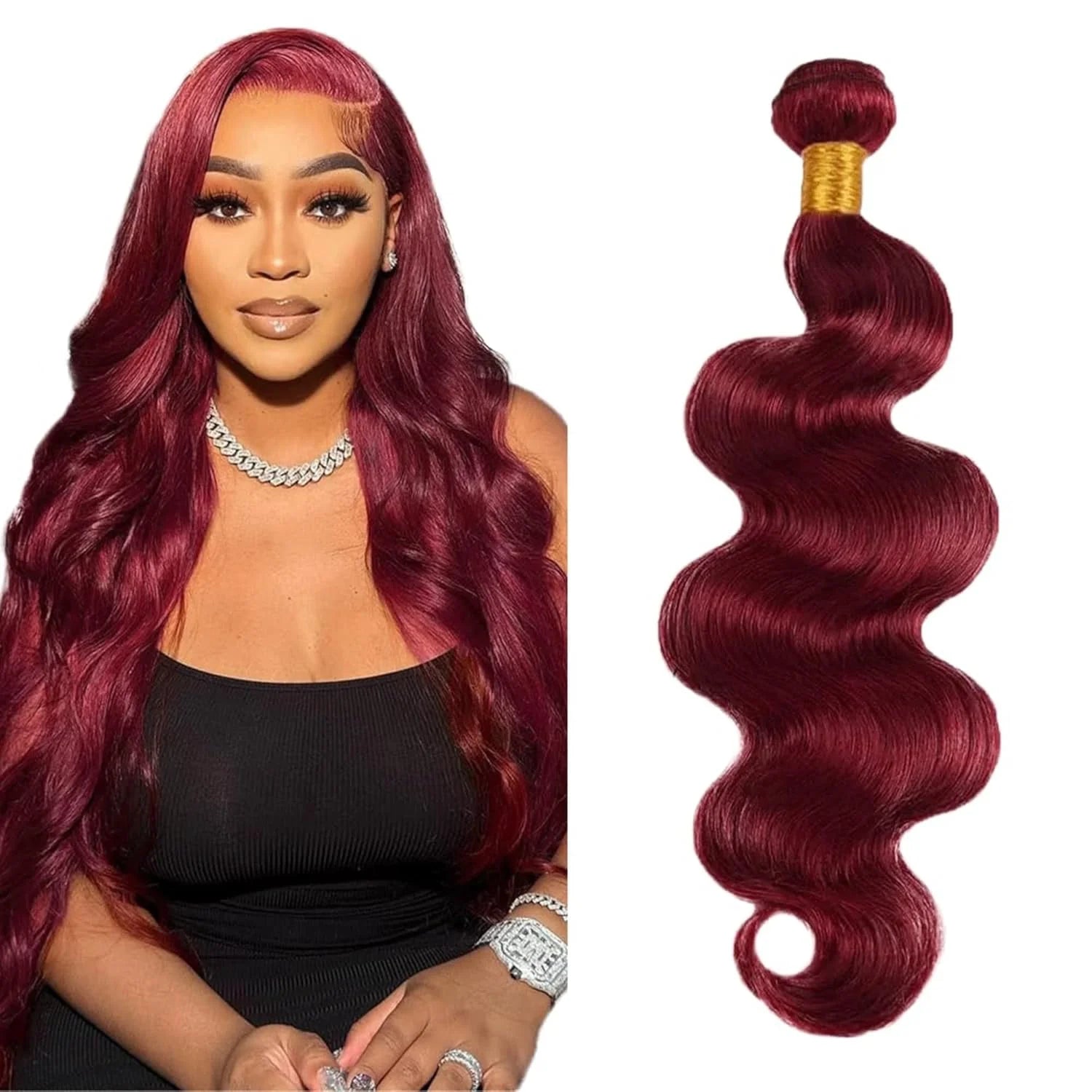 #99j Red Color Body Wave Bundles Human Hair 30 Inch Burgundy Bundles Double Weft Virgin Hair Weaving Bundle Deals For Extension