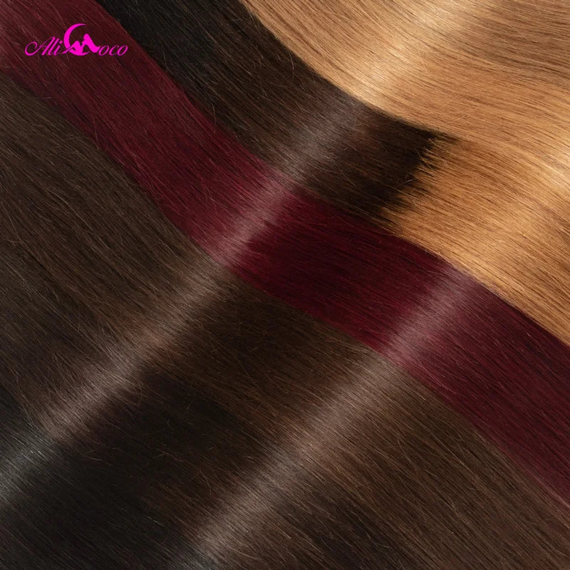 Ali Coco Brazilian Straight Hair 1/3/4 Bundles "8-30" inch  #2/#4/1b/27/ #27/1b/99j Non Remy Ombre Hair Human Weave Bundles