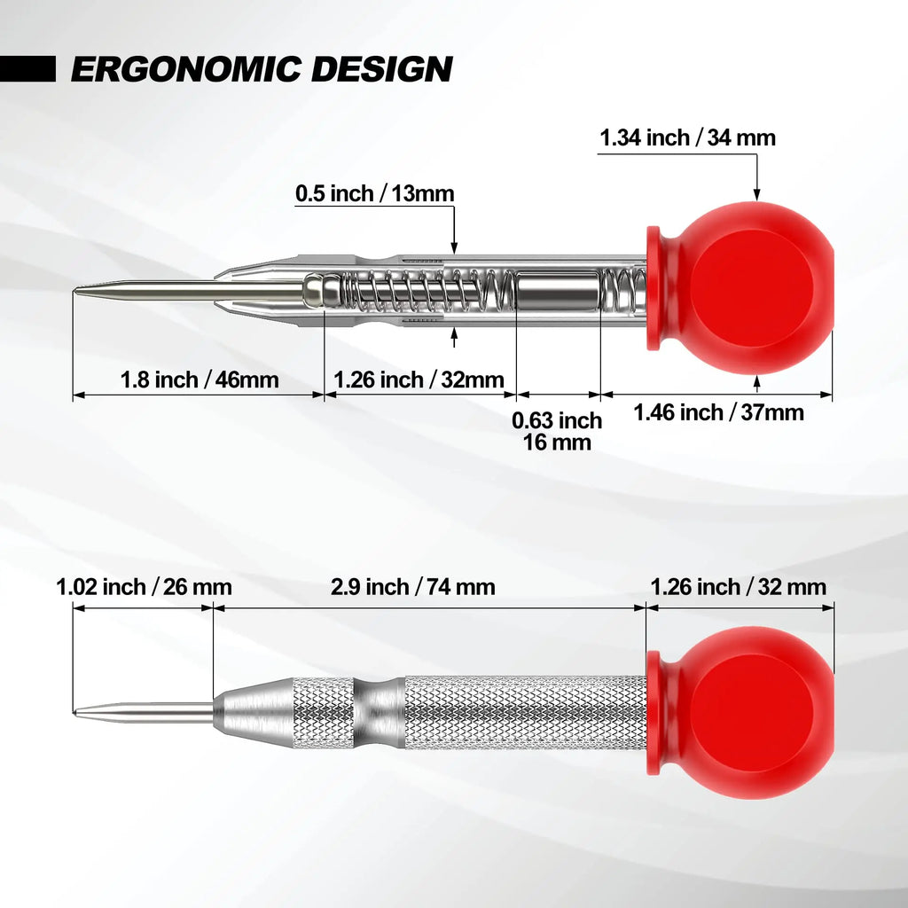 Automatic Center Punch Kerner Woodworking Metal Puncher Steel Hole Self Pin Mark Spring Loaded Dent Marker Hand Tool Carpenter