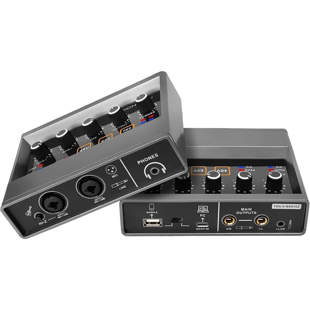 Q16 External Sound Card For Mac, PC, Music Interface 48V Phantom Power Perfect For Beginners