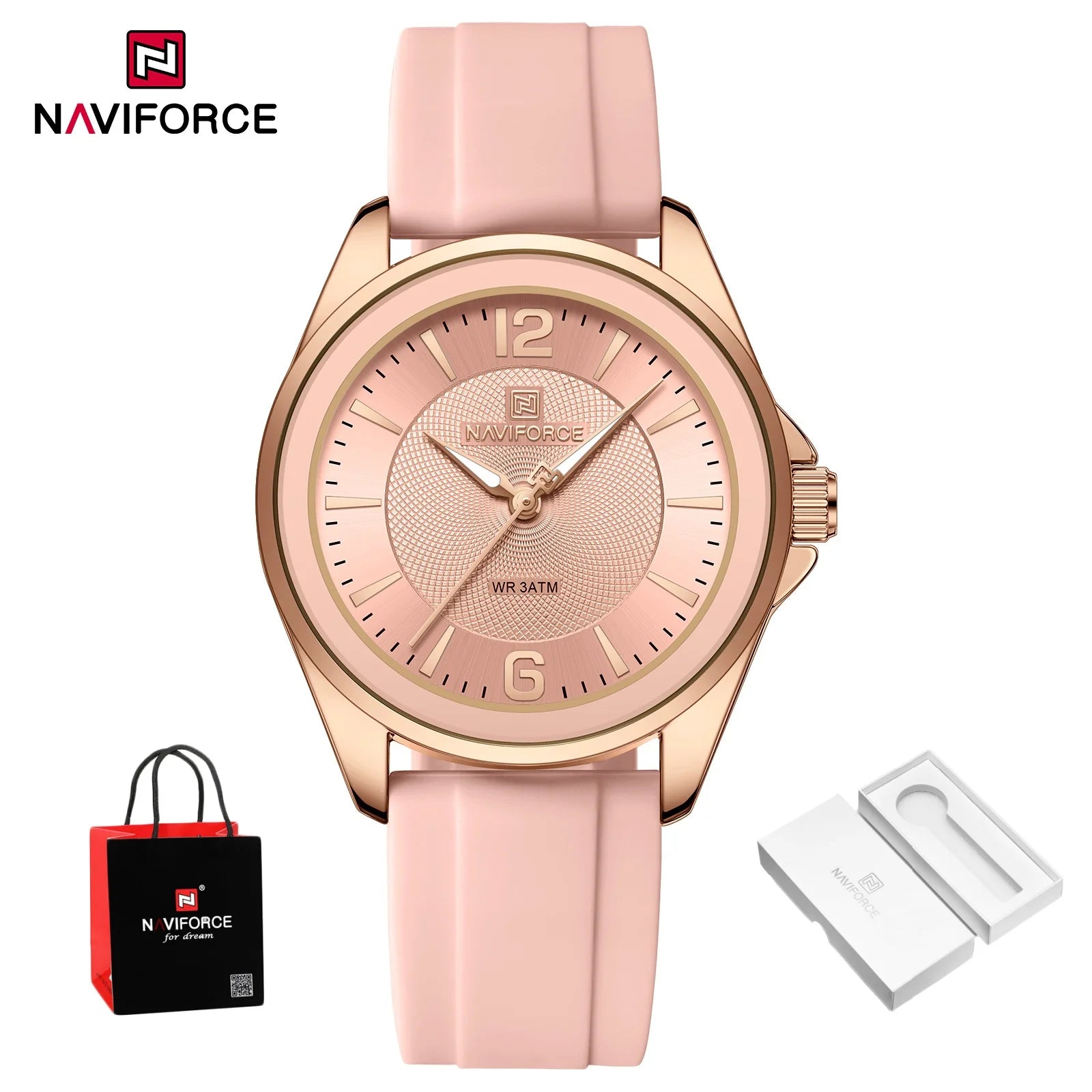 New NAVIFORCE Women's Watch Sports Silicone Strap Watch Women's Quartz Watch Clock Package Gifts Reloj Mujer Relogios Feminino