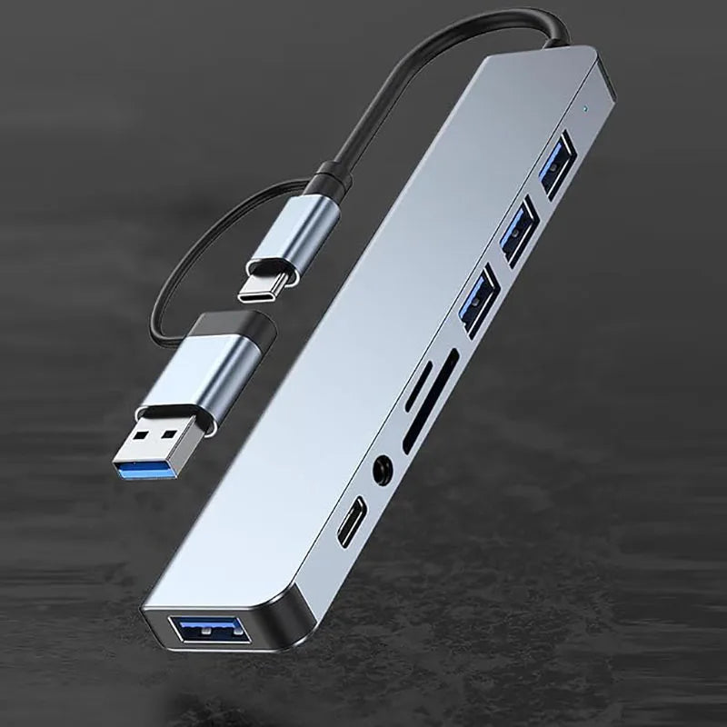 8in1 USB C Hub 4 USB Ports 1 USB-C Jack TF/SD Card Reader 3.5mm Audio Output for MacBook pro iPad pro iPhone 15 Laptop