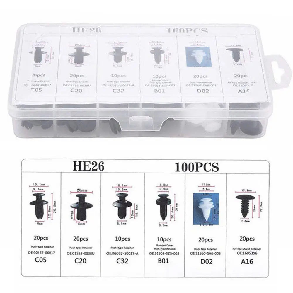 Auto Fastener Clip Mixed Car Body Push Retainer Pin Rivet Bumper Door Trim Panel Fastener Kit Car Clip 100/50 Box /Bag packaging