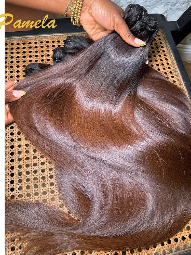 Bone Straight Ombre1b 4 Colored Human Hair 100% Unprocessed Virgin Weave 3 Bundles Real Human Hair Extensions For Women
