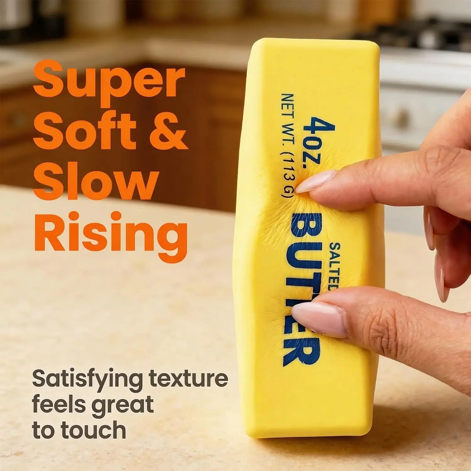 Butter Squishy- Slow Rising Fidget Toys, Novelty Stress Relief Squeeze Toy for Adults & Kids, Party Favors Gift Sensory Toy, Christmas Gift.