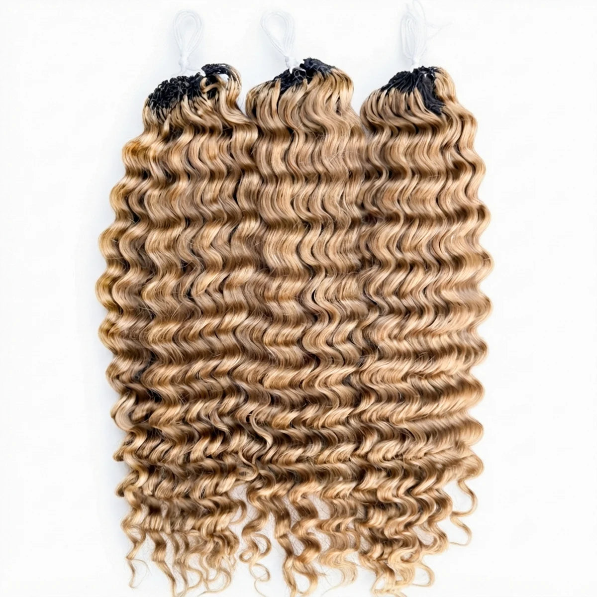 #27 Highlight Honey Blonde Deep Wave  Crochet Human Hair Extensions Pre Separated Miracle Knots Invisible Knotless Feather Crochet Braids Human Hair Bulk Hair For Braiding