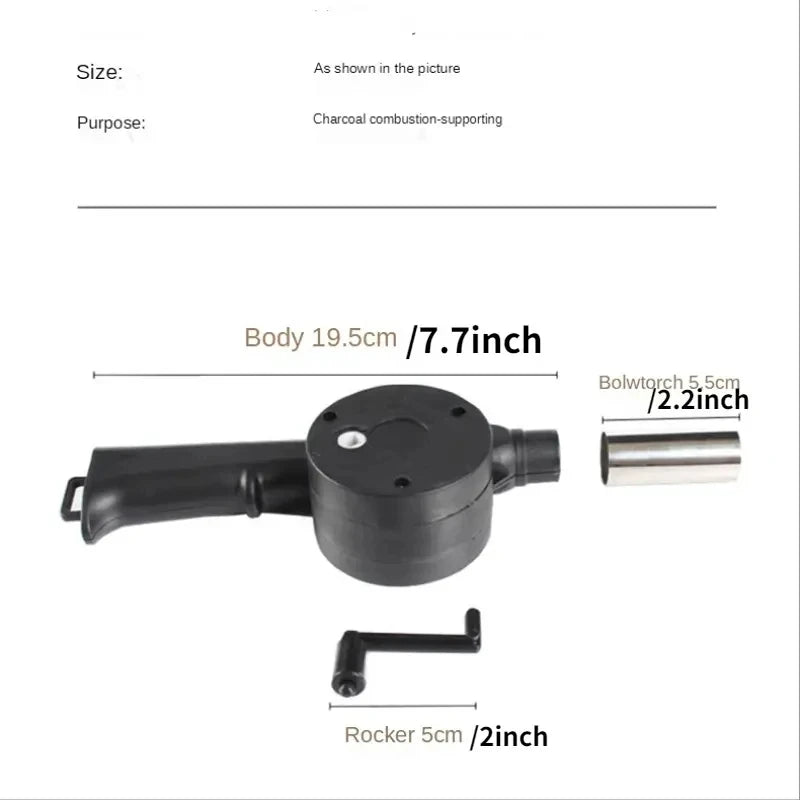 Manual Barbecue Fan Outdoor BBQ Fan Portable Hand Crank Air Blower for Camping Picnic Barbecue Tools